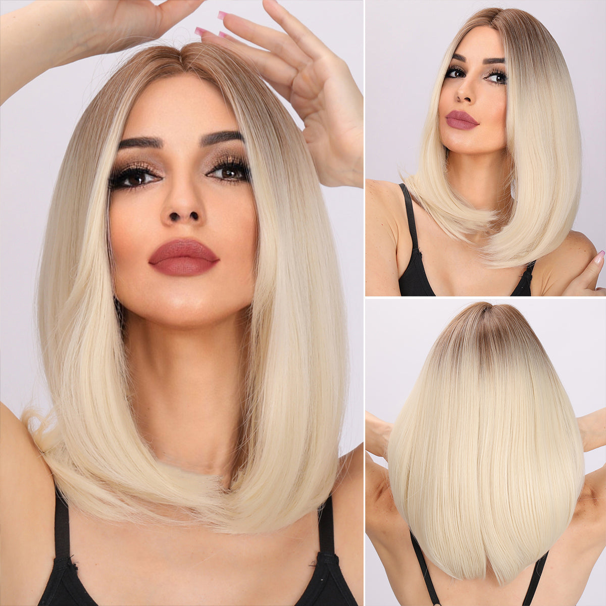 June Blonde Wig Straight Bob Wig 18 inch Wig TM Pop Popinrow