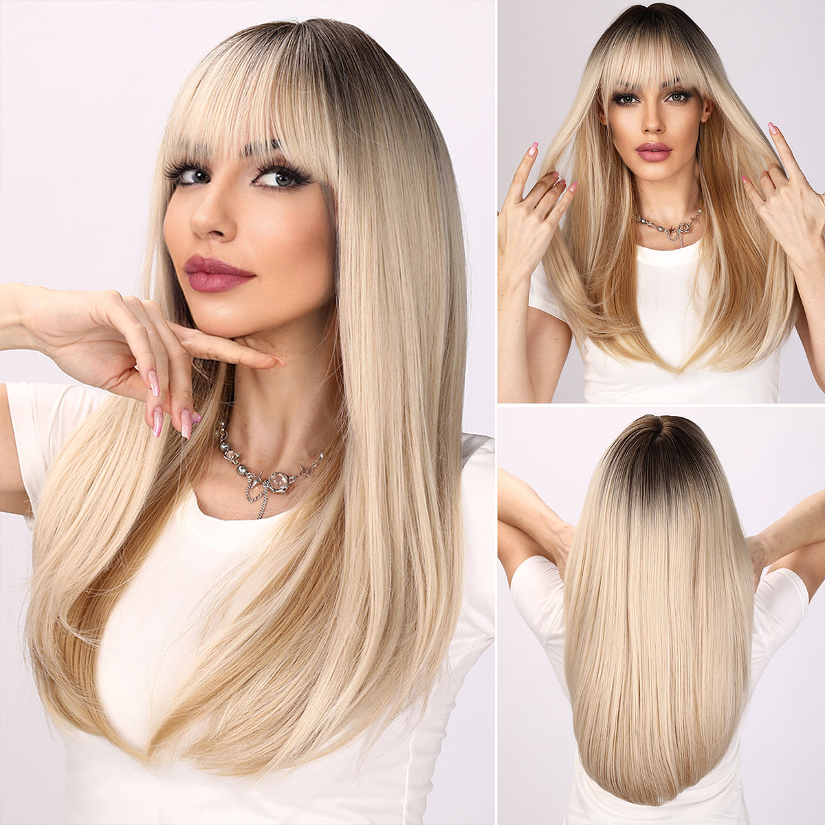 Presley Blonde Gradient Wig Straight Hair Wig 22 inch Wig