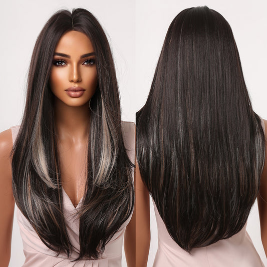 Aitana | Black with Blonde Highlight | Long Straight Wigs | 24 inch | LC2066-1 | Apn Popinrow