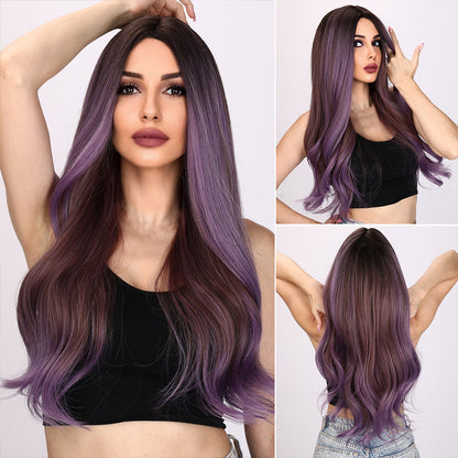 Oakley | Purple  and Brown Mixed Wig | Loose Wave Wig | 26 inch Wig | SM8039 | Apn VIPS