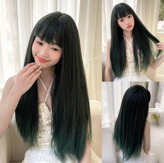 Charli | Dark Green | Long Straight With Bangs | 28 inch | WL1085-2 | Apn Popinrow