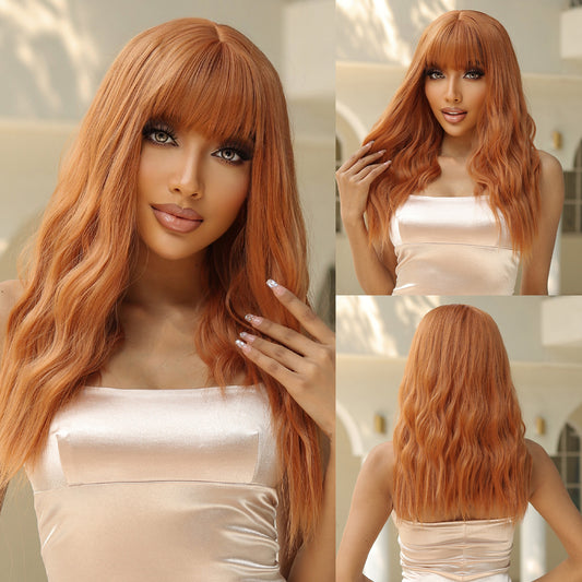 Elianna | Orange Brown Mixed | Long Curly Wigs With Bangs | 20 inch | LC079-1 | Apn Popinrow