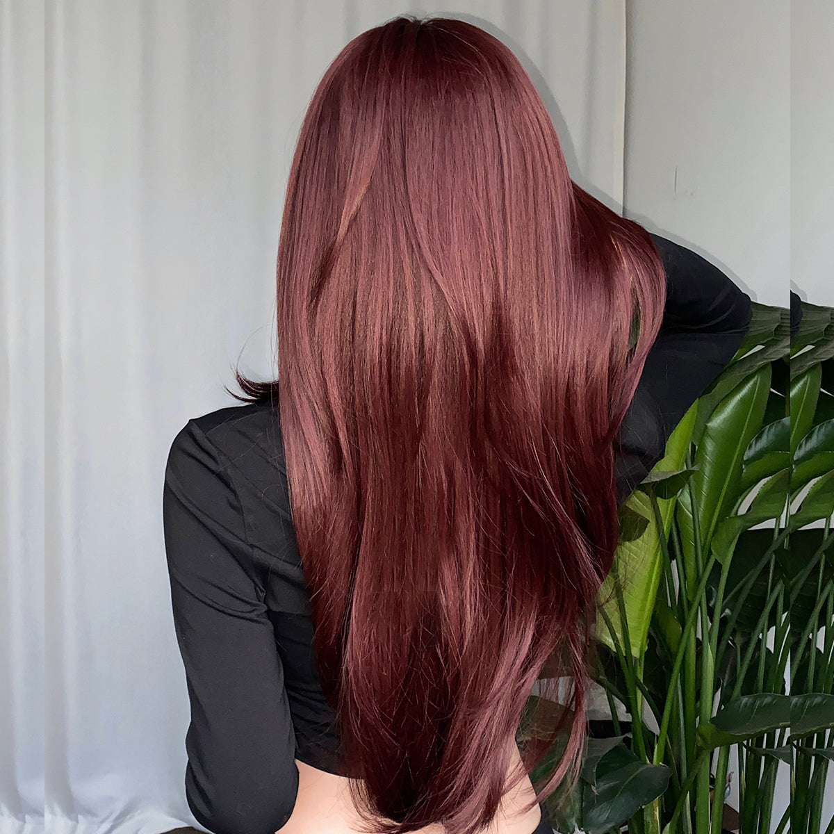 Leighton | Burgundy | Long Straight | 28 inch | WL1101-2 | Apn Popinrow