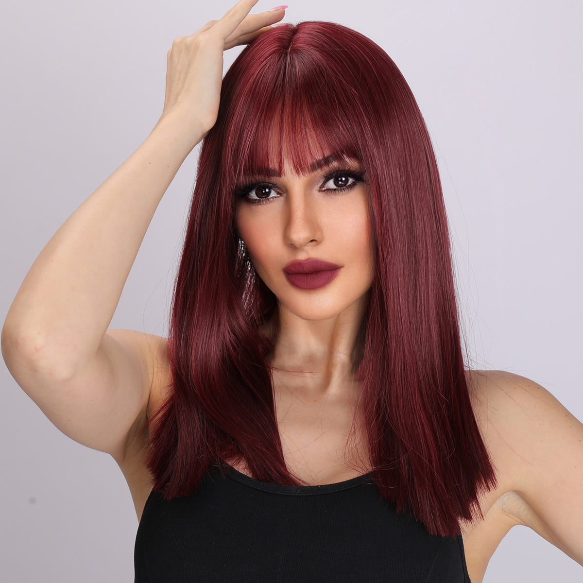 Kimberly | Wine Red Wig | Straight Hair Wig | 18 inch Wig | SM477 | Apn Popinrow