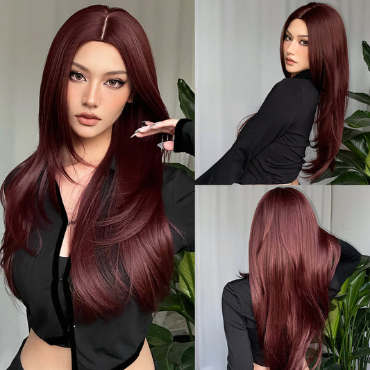 Leighton | Burgundy | Long Straight | 28 inch | WL1101-2 | Apn Popinrow