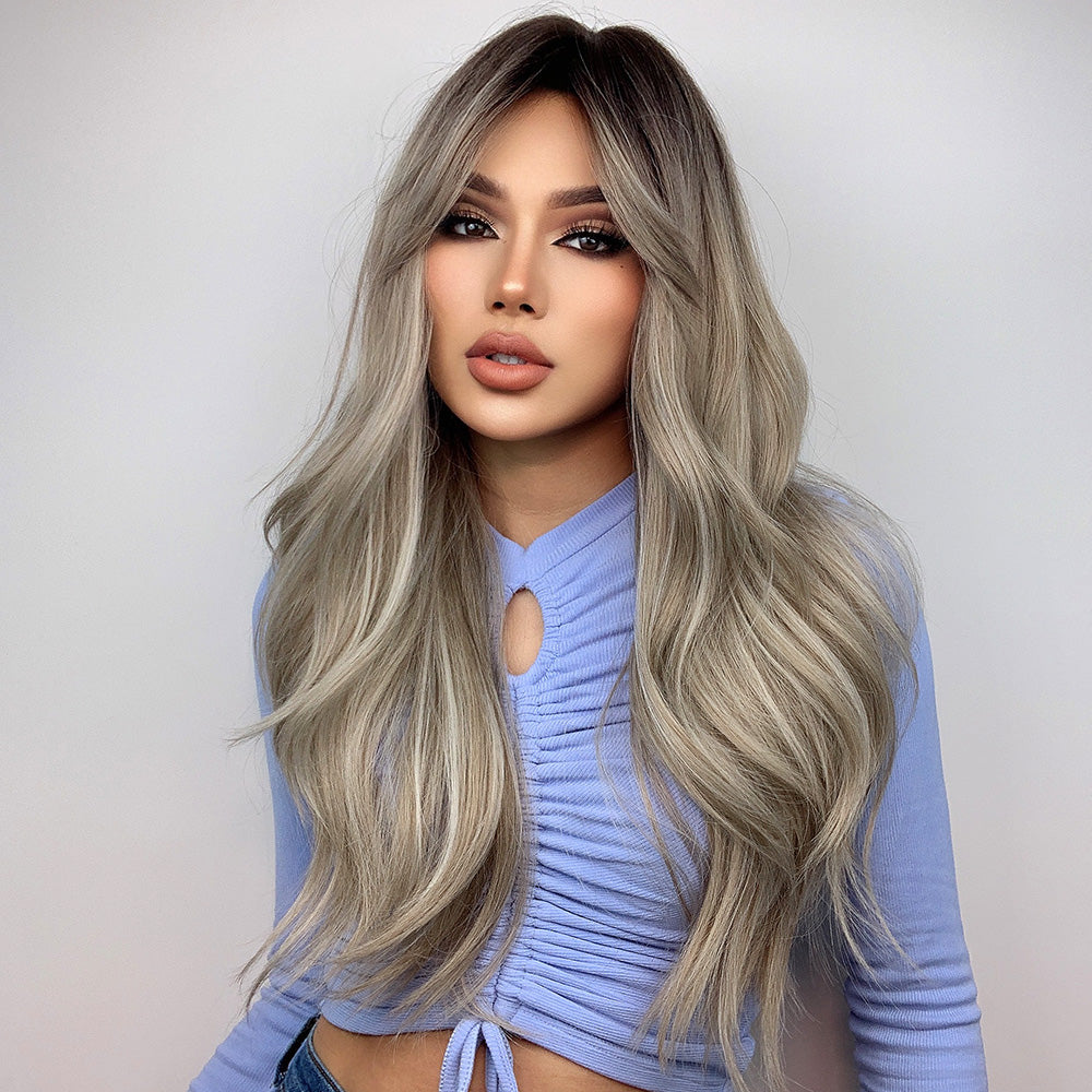 Gray Gradient | Curly Wave| Synthetic Wig | 26inch | Apn VIPS