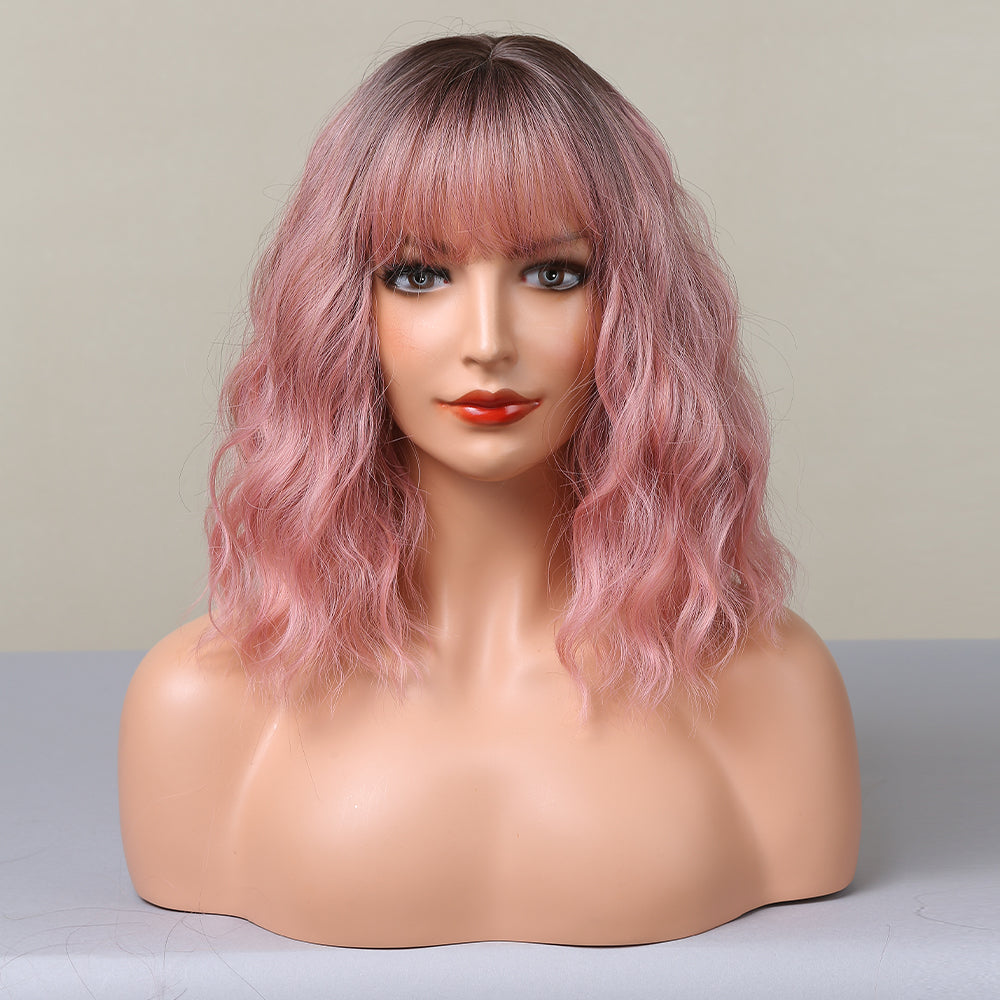 Pink Gradient | Curly Bob | 14inch | Apn Prtheuscn1