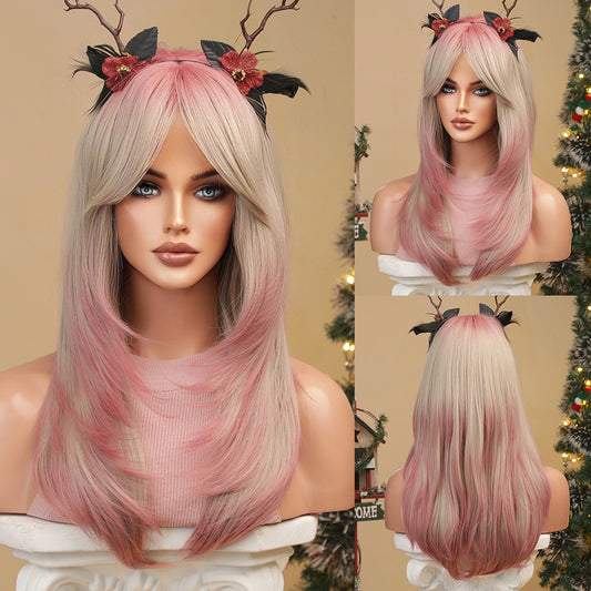 Gabriela | Pink Mixed Grey | Natural Straight Long Cosplay Wig | 24 inches | LC259-16 | Apn Popinrow