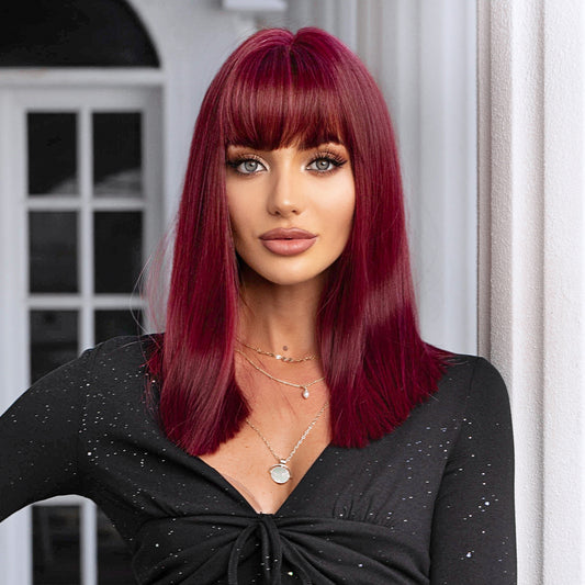 Gracelyn | Red | Long Straight Wigs With Bangs | 18 inch | LC477-1 | Apn Popinrow