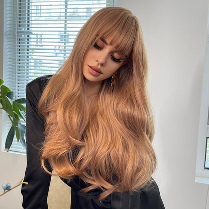 Long Brown with Bangs | Long Wave | 30 inch | Apn VIPS