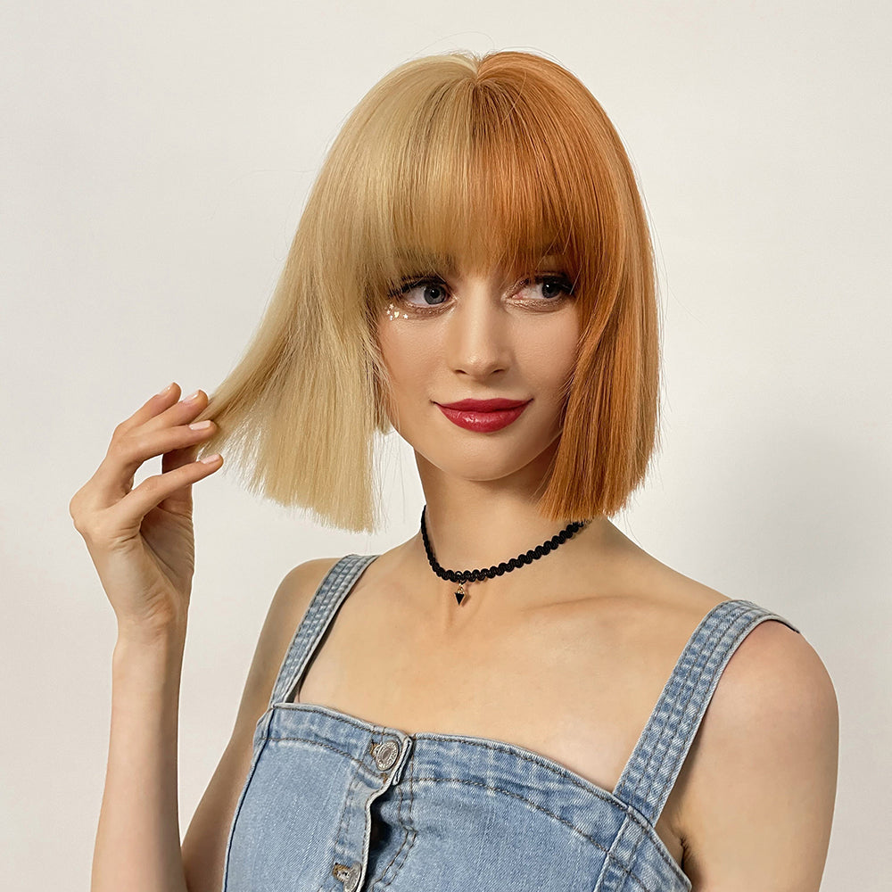 Cosplay | Golden Orange | Straight Bob | 12inch | Apn Prtheuscn1