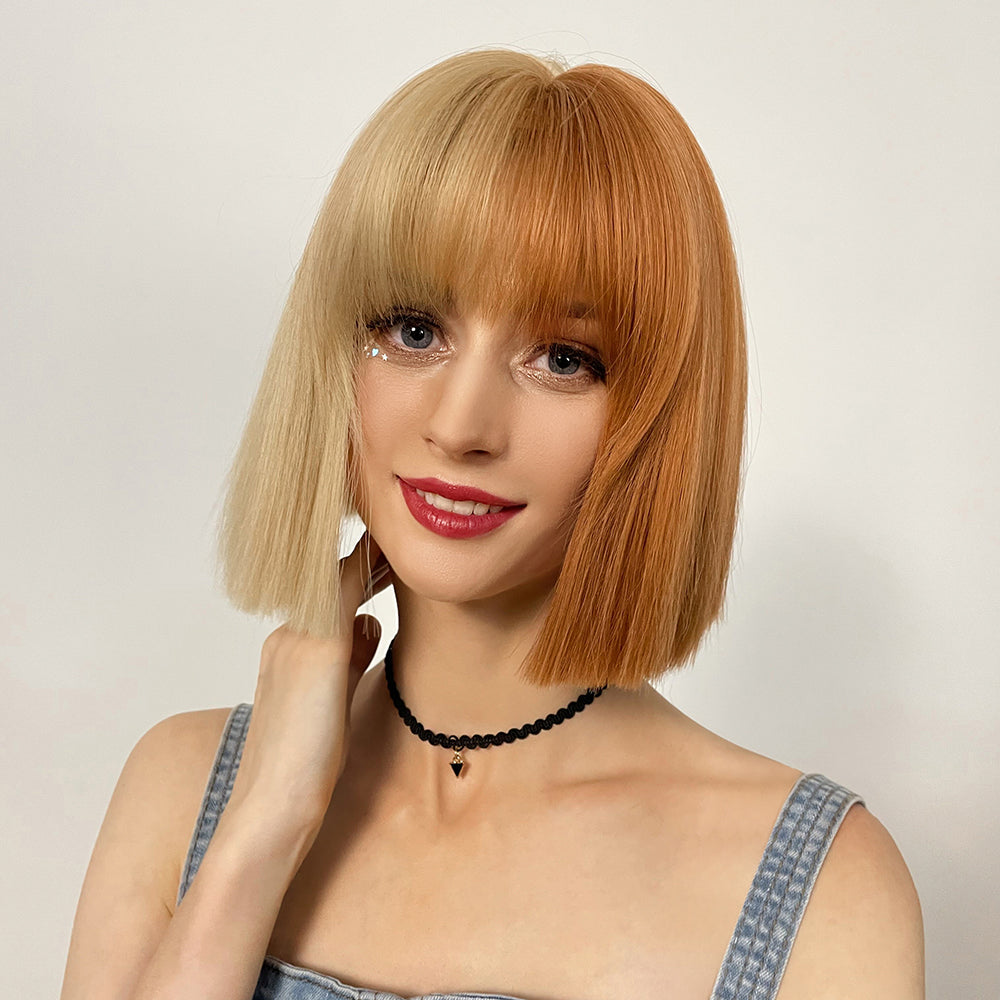 Cosplay | Golden Orange | Straight Bob | 12inch | Apn Prtheuscn1