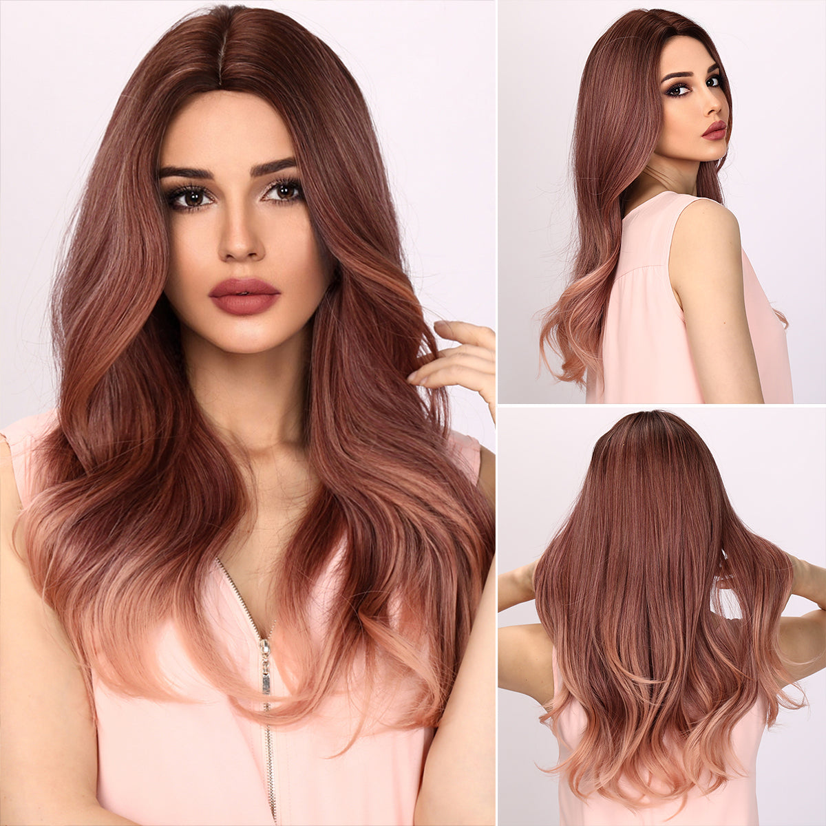 Taylor | Pink and Ombre Wig | Deep Wave Wig | 24 inch Wig | TM Pop