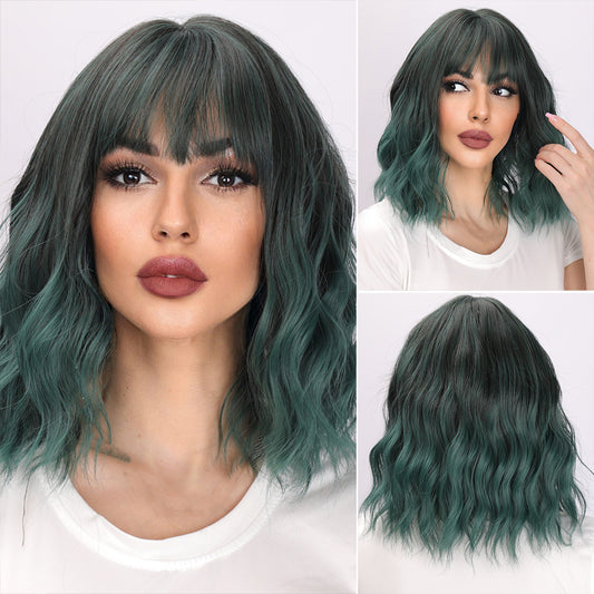 Bella | Dark Green Wig | Short Bob Curly Wig | 16 inch Wig | TM Pop