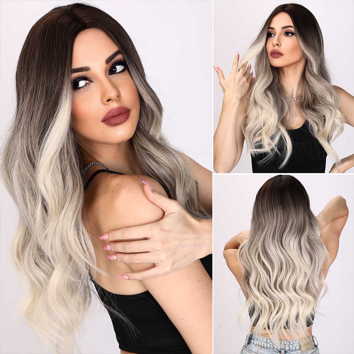 Natalia | Gray and Ombre Wig | Loose Wave Wig | 26 inch Wig | SM8066 | Apn VIPS