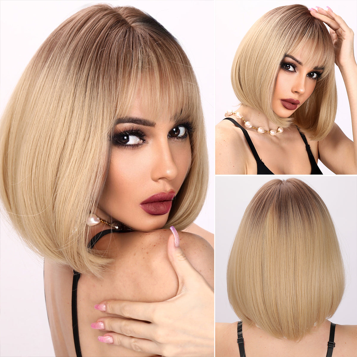 Rosalie | Blonde and Ombre Gradient Wig | Straight Bob Wig | 14 inch Wig | TM Pop