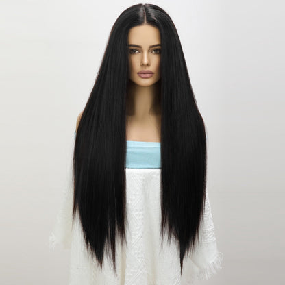 Dahlia | Black | Straight Hair | Kanekalon Synthetic Lace Front | T-Part 13*5*1 | 34 inches | SML9883 | Apn Popinrow