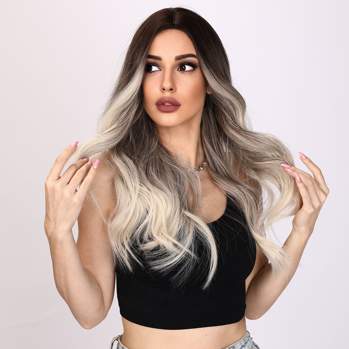 Natalia | Gray and Ombre Wig | Loose Wave Wig | 26 inch Wig | SM8066 | Apn VIPS