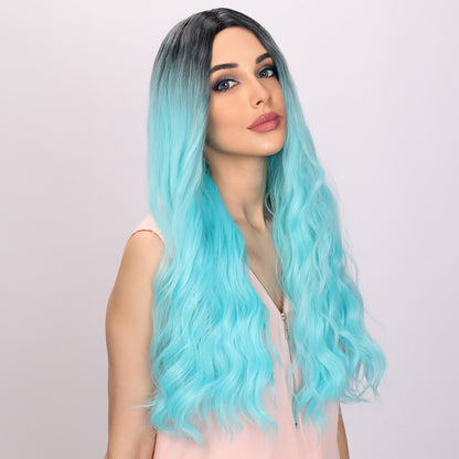 Karol G | Cosplay | Light Blue and Ombre Wig | Body Wave Wig | 26 inch Wig | TM Pop