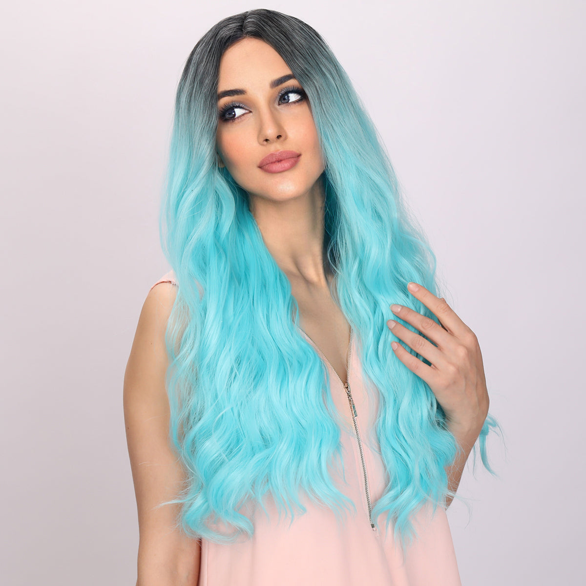 Karol G | Cosplay | Light Blue and Ombre Wig | Body Wave Wig | 26 inch Wig | TM Pop