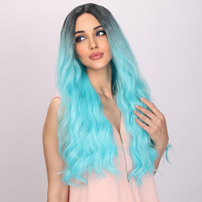 Karol G | Cosplay | Light Blue and Ombre Wig | Body Wave Wig | 26 inch Wig | TM Pop