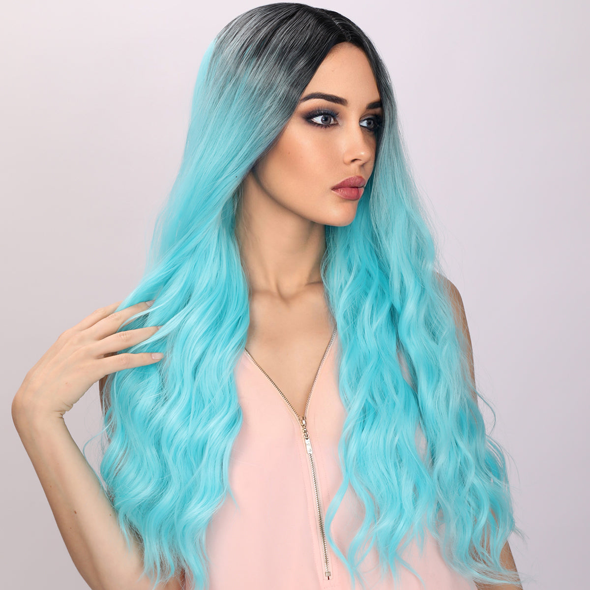 Karol G | Cosplay | Light Blue and Ombre Wig | Body Wave Wig | 26 inch Wig | TM Pop