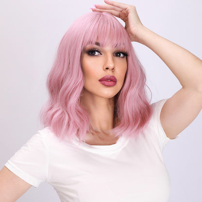 Harlow | Pink Wig | Curly Bob Wig | 16 inch Wig | TM Pop