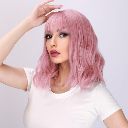 Harlow | Pink Wig | Curly Bob Wig | 16 inch Wig | TM Pop