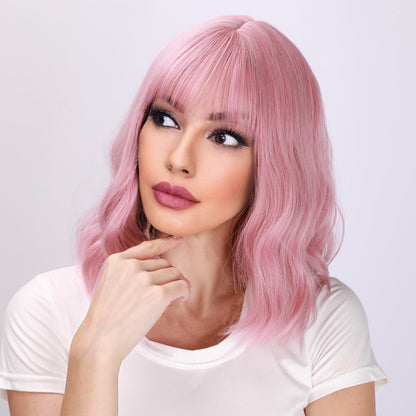 Harlow | Pink Wig | Curly Bob Wig | 16 inch Wig | TM Pop