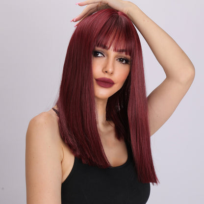 Kimberly | Wine Red Wig | Straight Hair Wig | 18 inch Wig | TM Pop