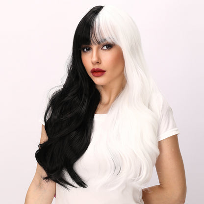 Tessa | Cosplay | Black and White Wig | Long Body Wave Wig | 26 Inch Wig | TM Pop