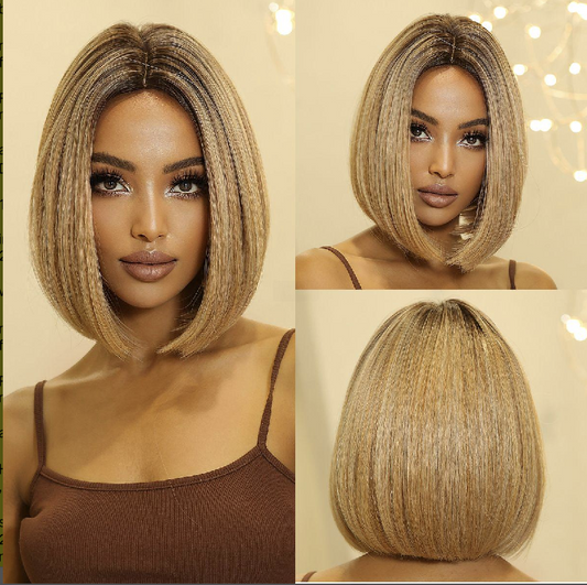 Willa | Brown Ombre Blonde | Short Straight Bob Wigs | 12 inch | LC2015-1 | Apn Popinrow