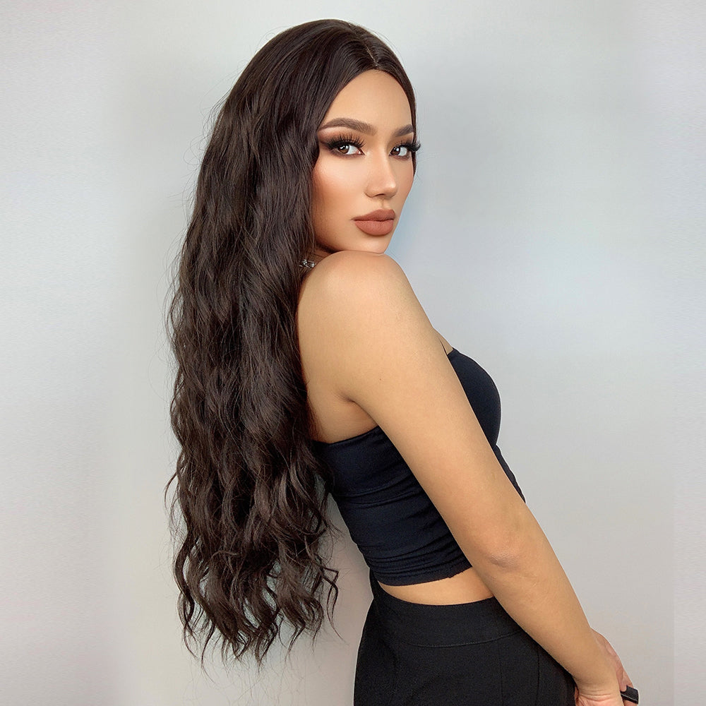 brown wig,  body wave wig, curly wig, 32 inch wig