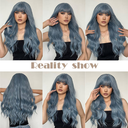 ReignBlue | Long Curly Wigs with Bangs | 26 inches | LC194-1 | Apn Popinrow