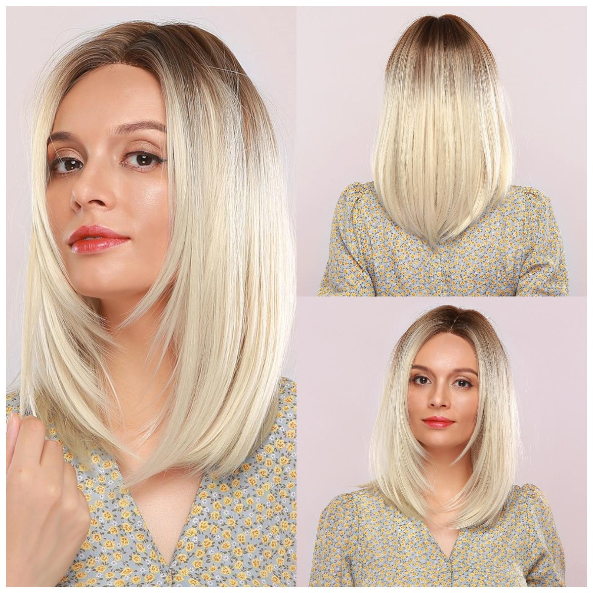 White Gold Gradient | Straight Bob | 18inch | Apn Prtheuscn1