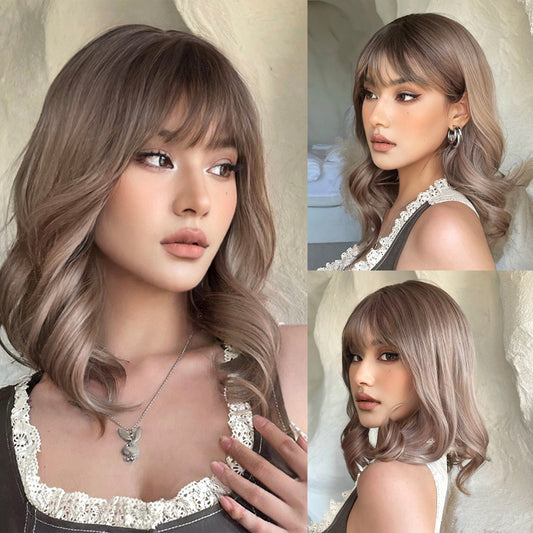 Gracelynn | Light Brown | Shoulder-Length Wavy Hair With Bangs | 16 Inch | LC1006-1 | Apn Popinrow