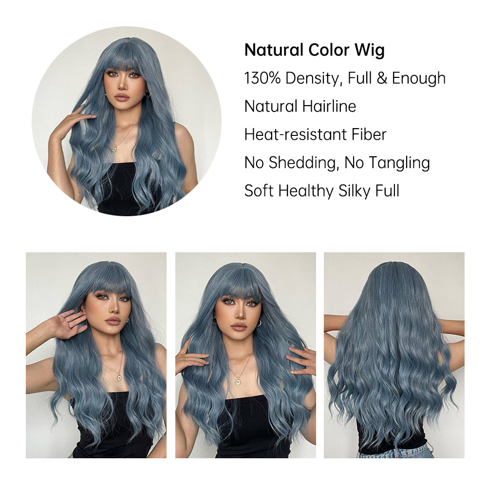 ReignBlue | Long Curly Wigs with Bangs | 26 inches | LC194-1 | Apn Popinrow