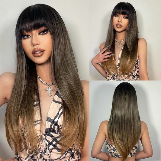 Green Golden Gradient | Straight Hair | 26inch | Apn VIPS