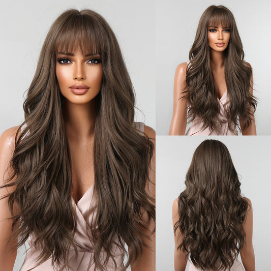 Ariyah | Deep Brown | Long Curly Wigs With Bangs | 30 Inch | LC2088-2 | Apn Popinrow