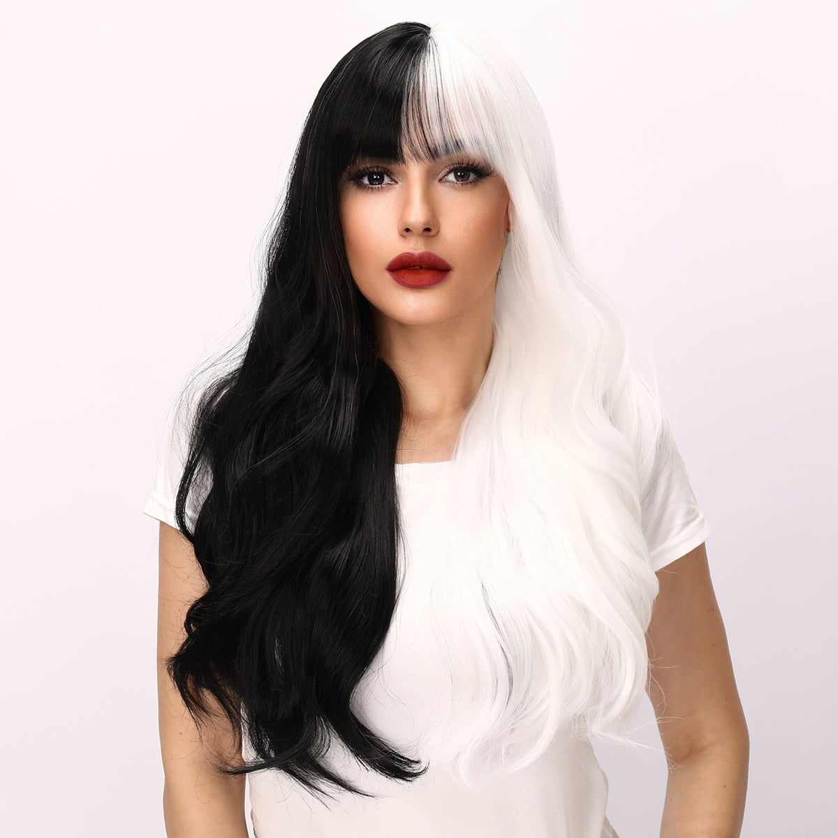 Tessa | Cosplay | Black and White Wig | Long Body Wave Wig | 26 Inch Wig | TM Pop