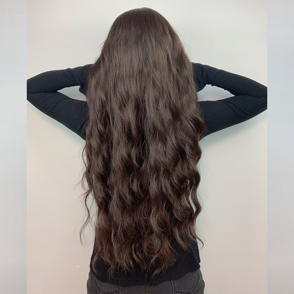 brown wig,  body wave wig, curly wig, 32 inch wig