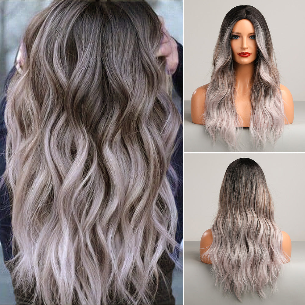 Gradient Gray Brown Platinum | Long Curly | 28 inch | SM8036 | Apn KolifySZ