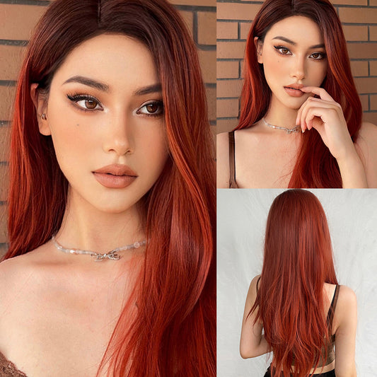 Cali | Brown Ombre Red | Long Straight Wigs | 28 Inch | WL1046-1 | Apn Popinrow