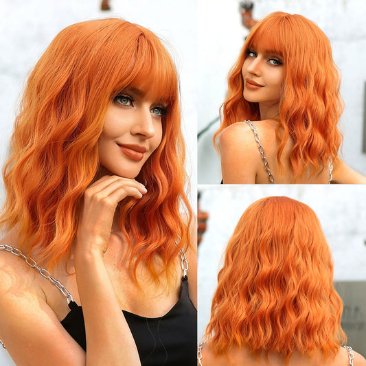 Aniyah | Orange | Wavy Bob wigs | 16 Inch | WL1006-1 | Apn Popinrow