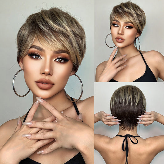 Adriana | Brown Ombre | Short Pixie Cut | 10 inch | SS127-1 | Apn Popinrow