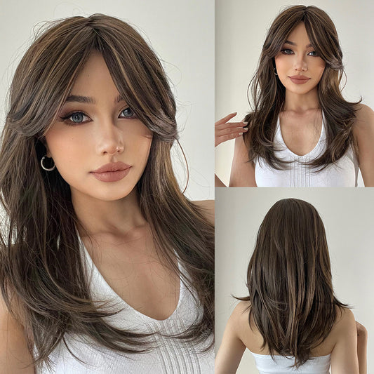 Mckenzie | Natural Brown | Side Part Layered Long Straight Wigs | LC107-1 | Apn Popinrow