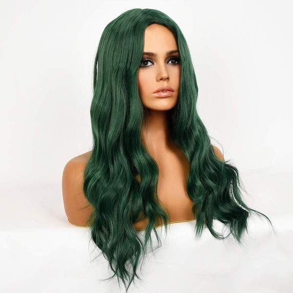 Color: emerald green wig Style: body wave wig Length: 28 inch wig