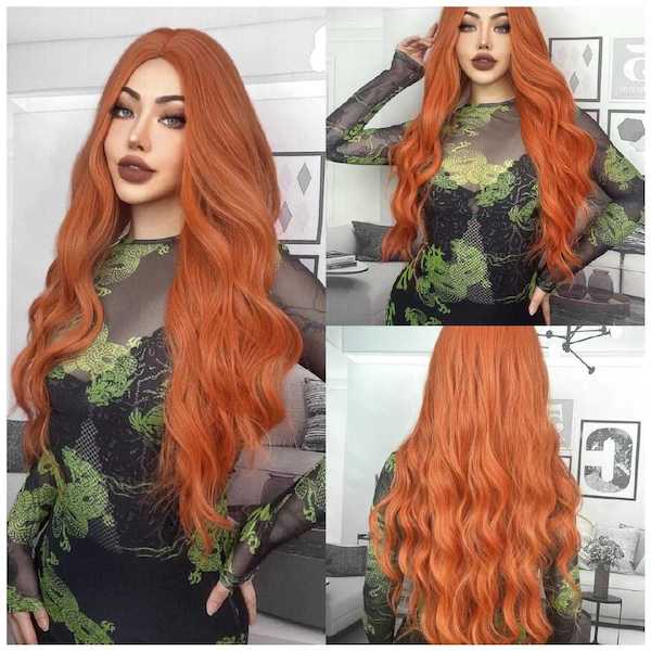 Color: orange wig Shape: body wave wig Length: 30 inch wig