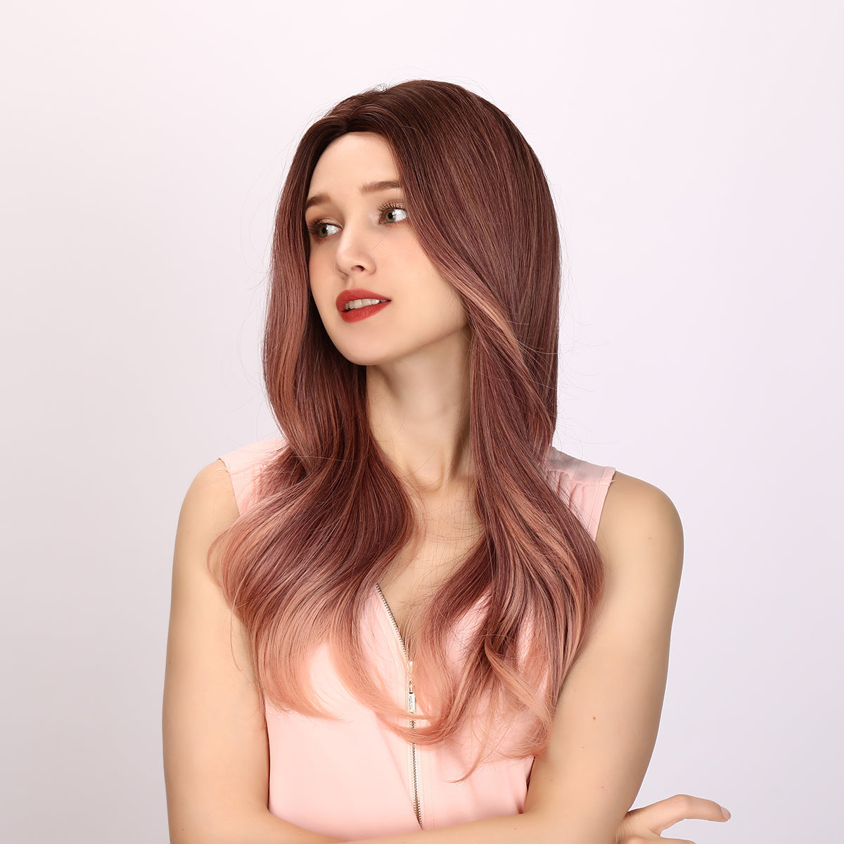 Taylor | Pink and Ombre Wig | Deep Wave Wig | 24 inch Wig | SM8040 | Apn Faith