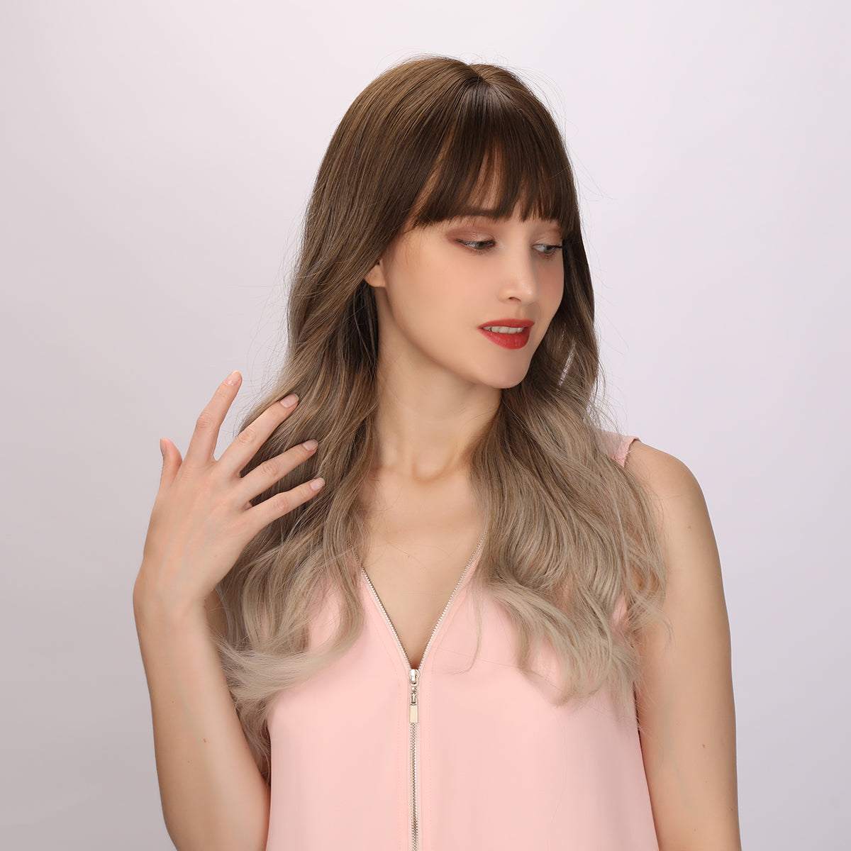 Callie | Gray and Brown Gradient Wig | Loose Wave Wig | 22 inch Wig | SM303-1 | Apn Popinrow